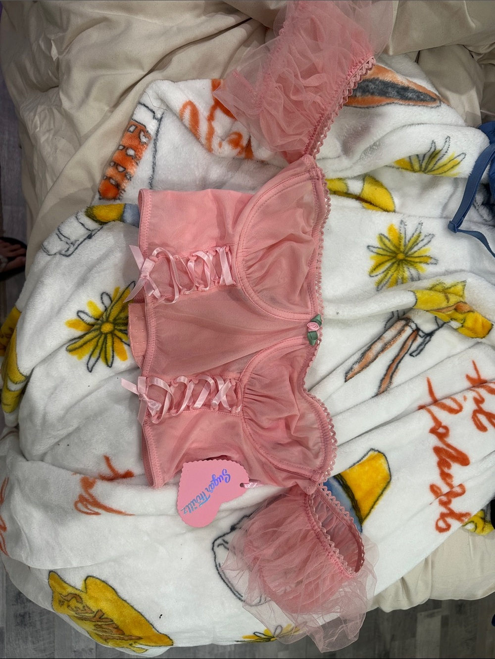 DOLLSKILL: Pink sheer crop top